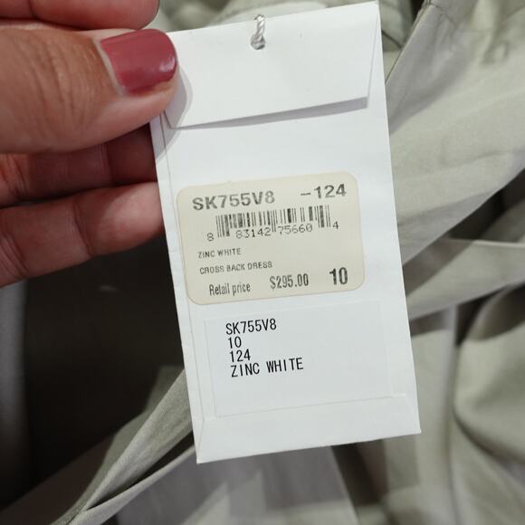 NWT Tsesay Womens Cross Back Dress Sleeveless Tie Front Pleat Zinc Gray Size 10 - Picture 7 of 9